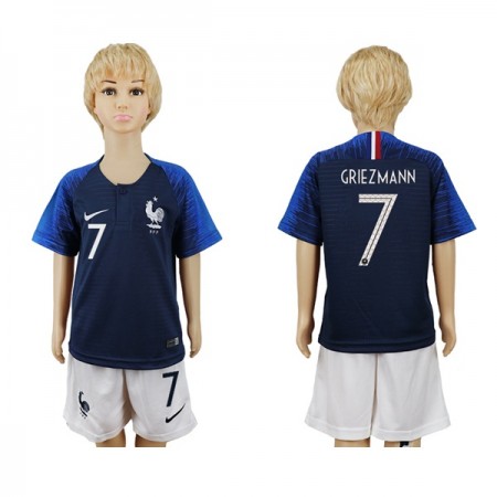 Frankrig VM 2018 Griezmann 7 Børn Hjemmebanesæt Kortærmet (+ Korte bukser)